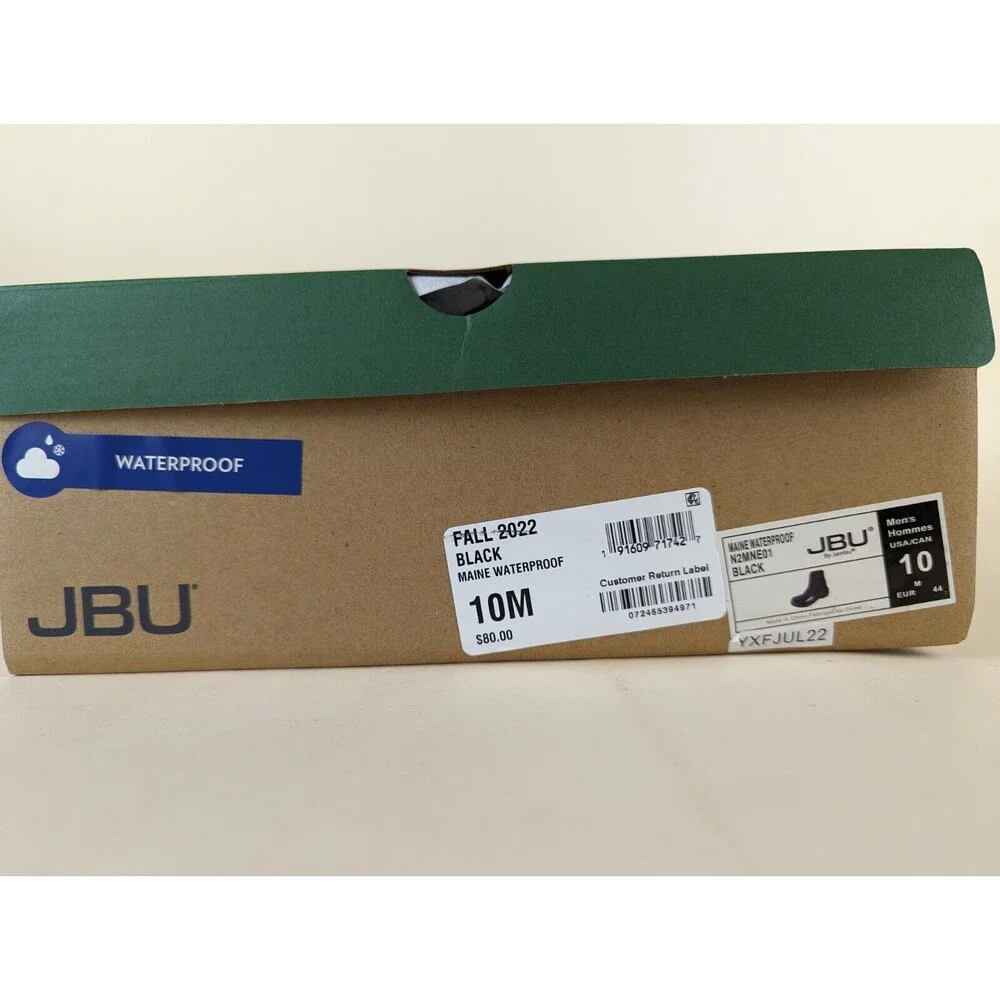 JBU Maine Waterproof Duck Boots Mens 10M Black Faux Fur Lined Lace Up Shoes NWB